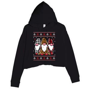 Ugly Christmas Gnomes Crop Fleece Hoodie