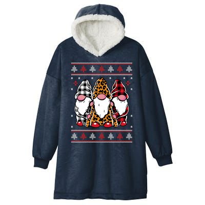 Ugly Christmas Gnomes Hooded Wearable Blanket