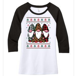 Ugly Christmas Gnomes Women's Tri-Blend 3/4-Sleeve Raglan Shirt