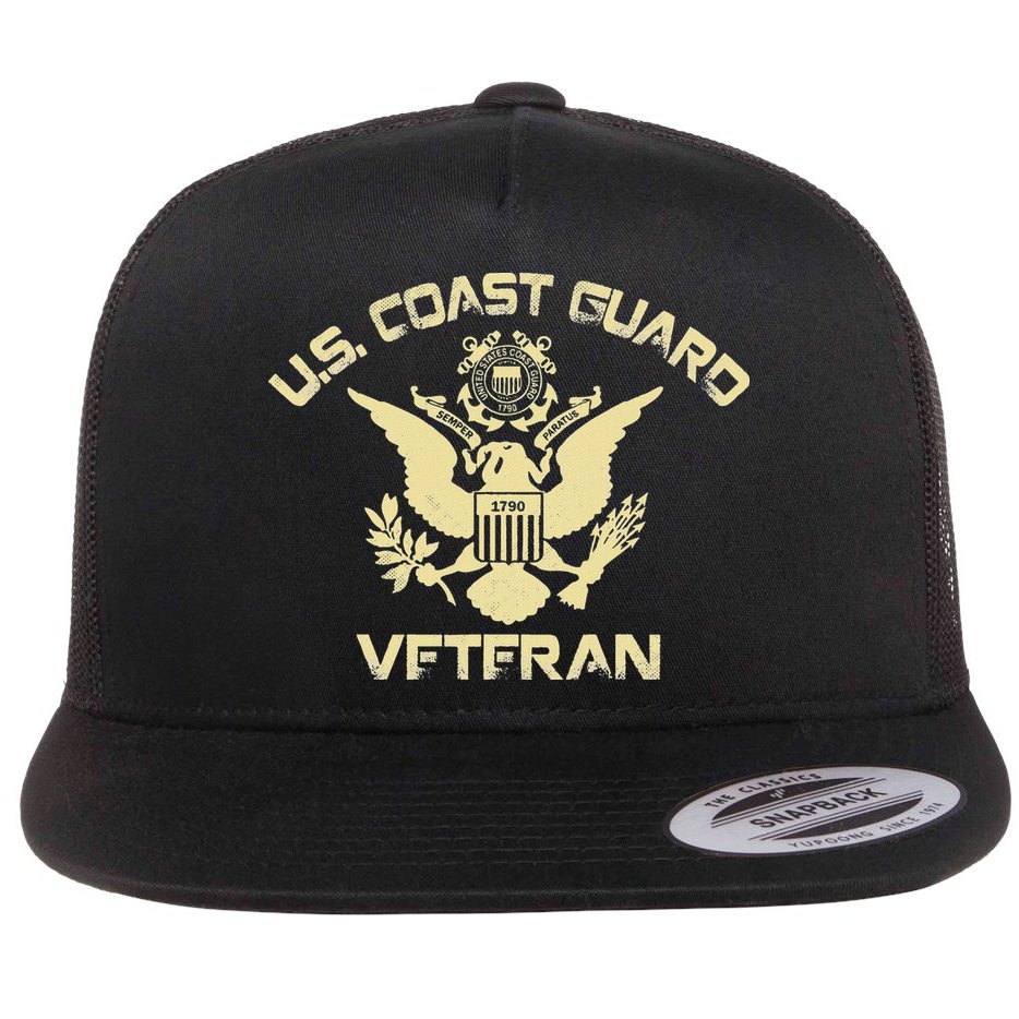 U.S. Coast Guard Veteran Eagle Vintage Veterans Day Flat Bill Trucker Hat