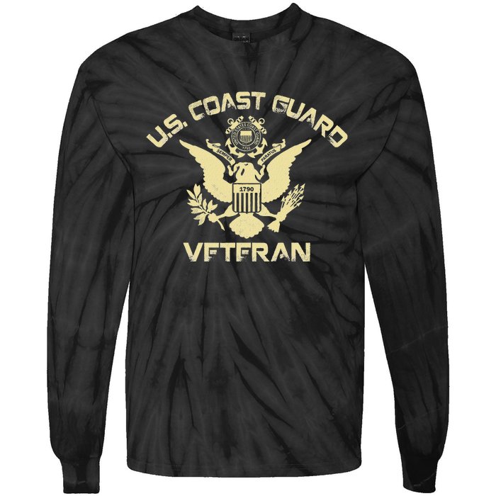 U.S. Coast Guard Veteran Eagle Vintage Veterans Day Tie-Dye Long Sleeve Shirt