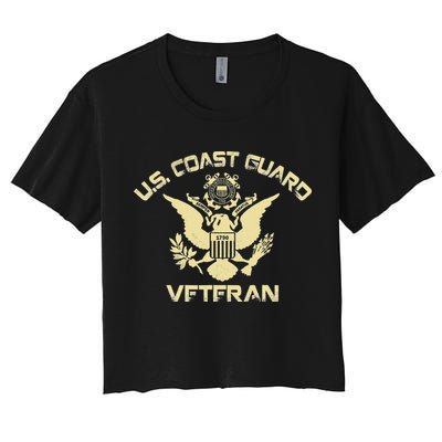 U.S. Coast Guard Veteran Eagle Vintage Veterans Day Women's Crop Top Tee