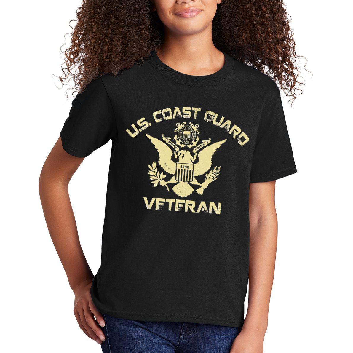 U.S. Coast Guard Veteran Eagle Vintage Veterans Day Kids T-Shirt