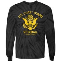 U.S. Coast Guard Veteran Eagle Vintage Veterans Day Tie-Dye Long Sleeve Shirt