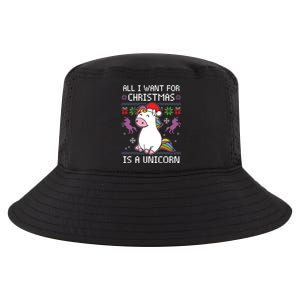 Ugly Christmas Gift All I Want For Christmas Is A Unicorn Cool Comfort Performance Bucket Hat