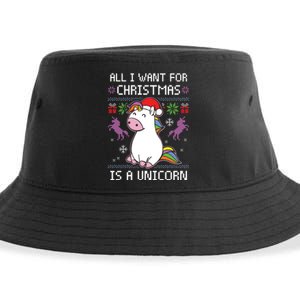 Ugly Christmas Gift All I Want For Christmas Is A Unicorn Sustainable Bucket Hat