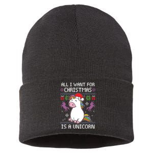 Ugly Christmas Gift All I Want For Christmas Is A Unicorn Sustainable Knit Beanie