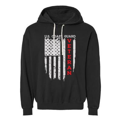 Us Coast Guard Veteran Uscg American Flag Garment-Dyed Fleece Hoodie