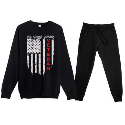 Us Coast Guard Veteran Uscg American Flag Premium Crewneck Sweatsuit Set