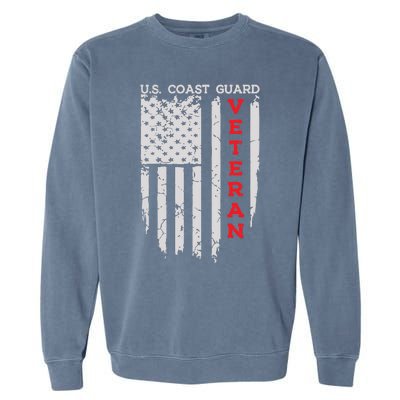 Us Coast Guard Veteran Uscg American Flag Garment-Dyed Sweatshirt