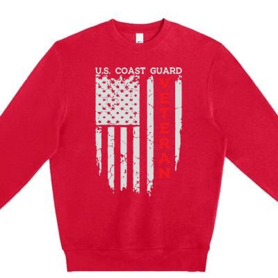 Us Coast Guard Veteran Uscg American Flag Premium Crewneck Sweatshirt