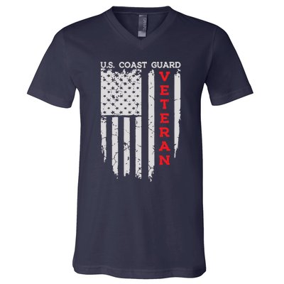 Us Coast Guard Veteran Uscg American Flag V-Neck T-Shirt