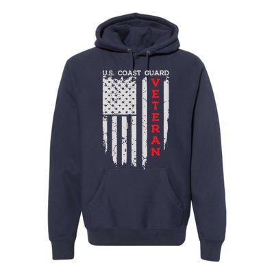 Us Coast Guard Veteran Uscg American Flag Premium Hoodie