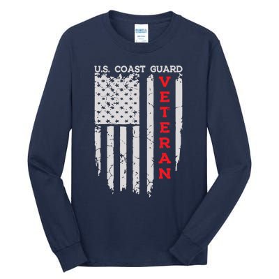 Us Coast Guard Veteran Uscg American Flag Tall Long Sleeve T-Shirt