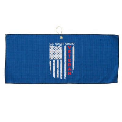 Us Coast Guard Veteran Uscg American Flag Large Microfiber Waffle Golf Towel