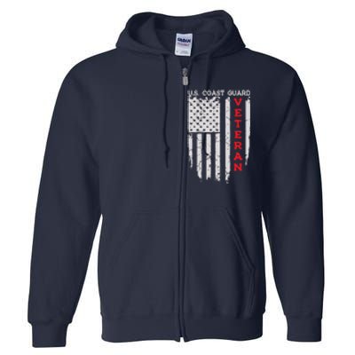 Us Coast Guard Veteran Uscg American Flag Full Zip Hoodie