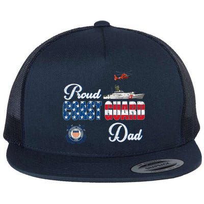 Us Coast Guard Dad Uscg American Flag Vintage Cool Gift Flat Bill Trucker Hat