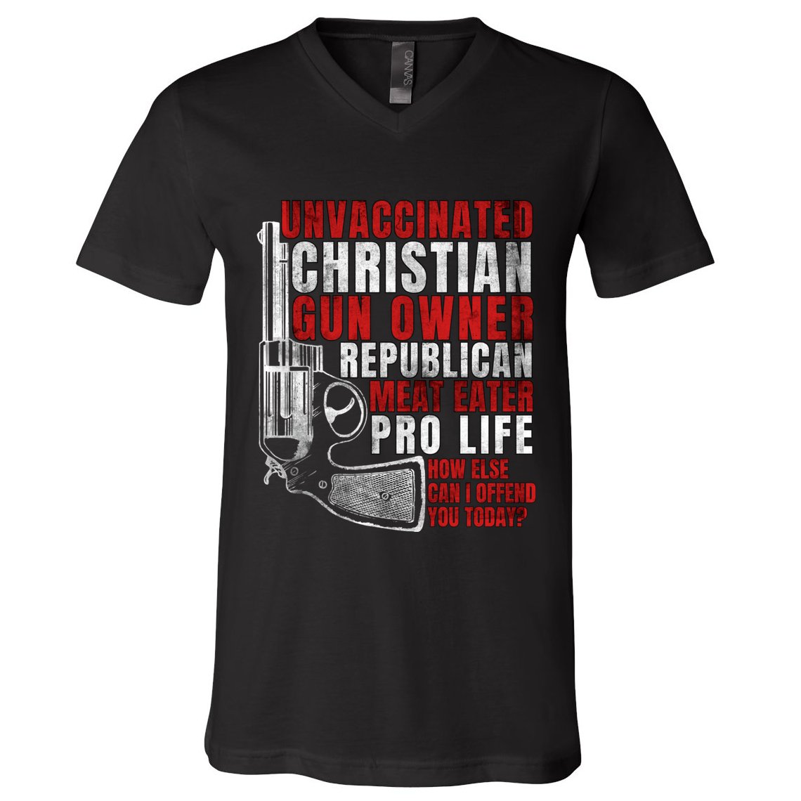 Unvaccinated Christian Gun Owner Republican Meat Eater V-Neck T-Shirt
