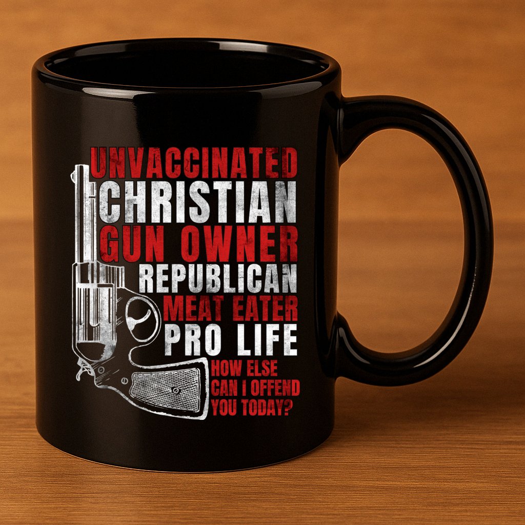 Unvaccinated Christian Gun Owner Republican Meat Eater 11oz C Handle Ceramic Mug