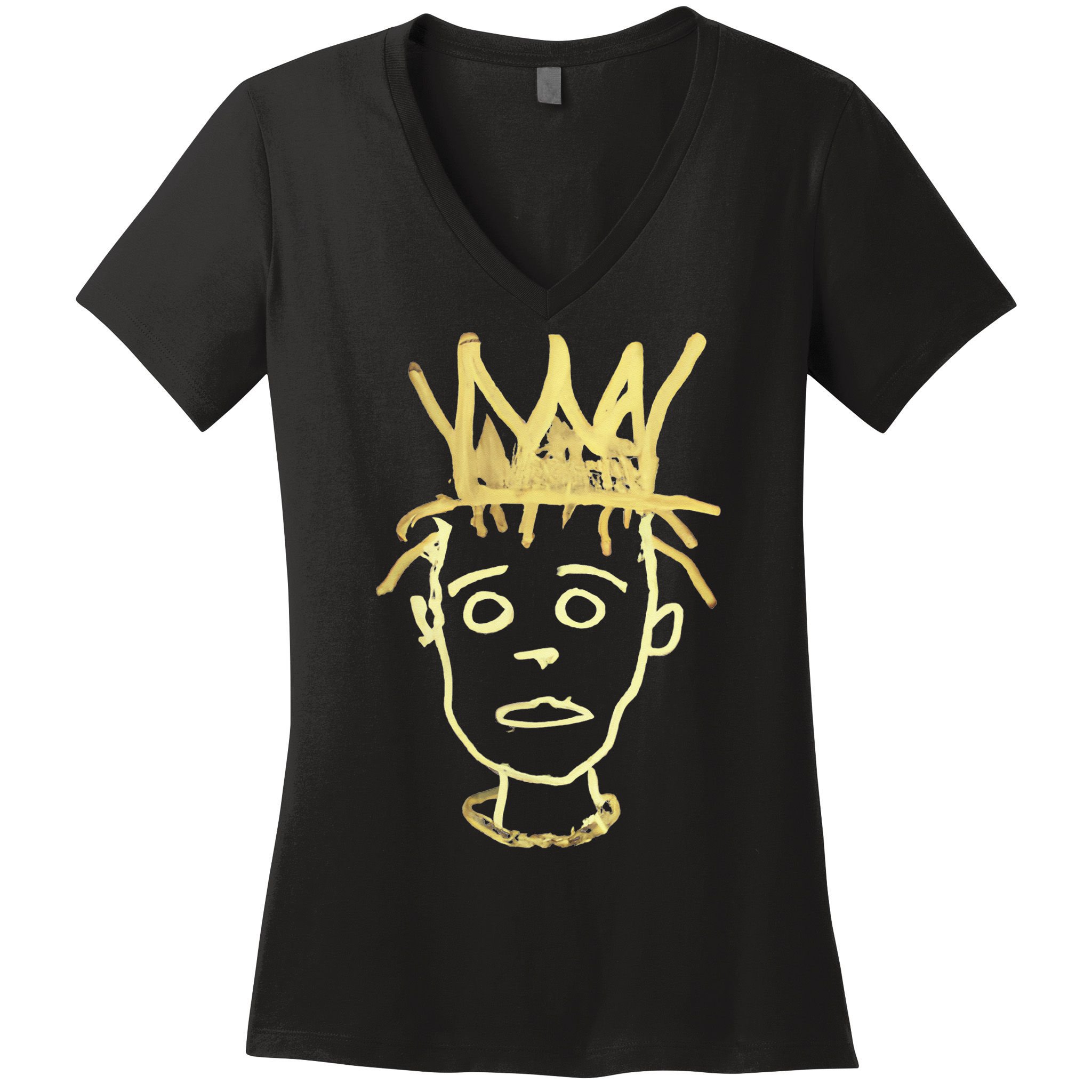 Urban Crown Graffiti Art Streetwear Expressive Drip Ink Women's V-Neck T-Shirt