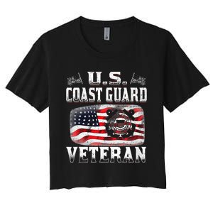 U.S. Coast Guard Veteran Vet Women's Crop Top Tee