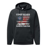 U.S. Coast Guard USCG SEMPER PARATUS Flag Vintage Pullover Hoodie Performance Fleece Hoodie