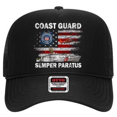 U.S. Coast Guard USCG SEMPER PARATUS Flag Vintage Pullover Hoodie High Crown Mesh Back Trucker Hat