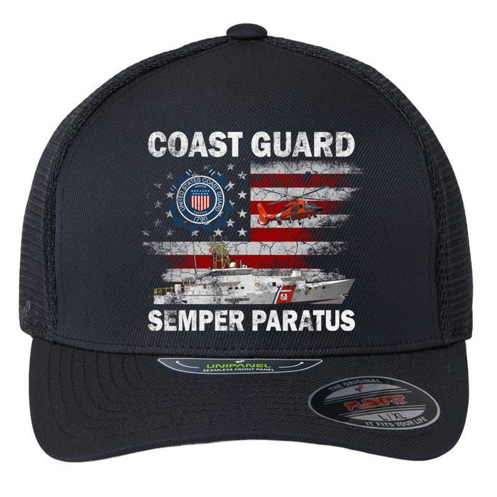 U.S. Coast Guard USCG SEMPER PARATUS Flag Vintage Pullover Hoodie Flexfit Unipanel Trucker Cap