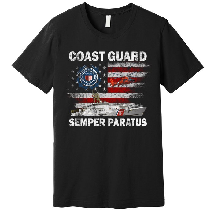 U.S. Coast Guard USCG SEMPER PARATUS Flag Vintage Pullover Hoodie Premium T-Shirt