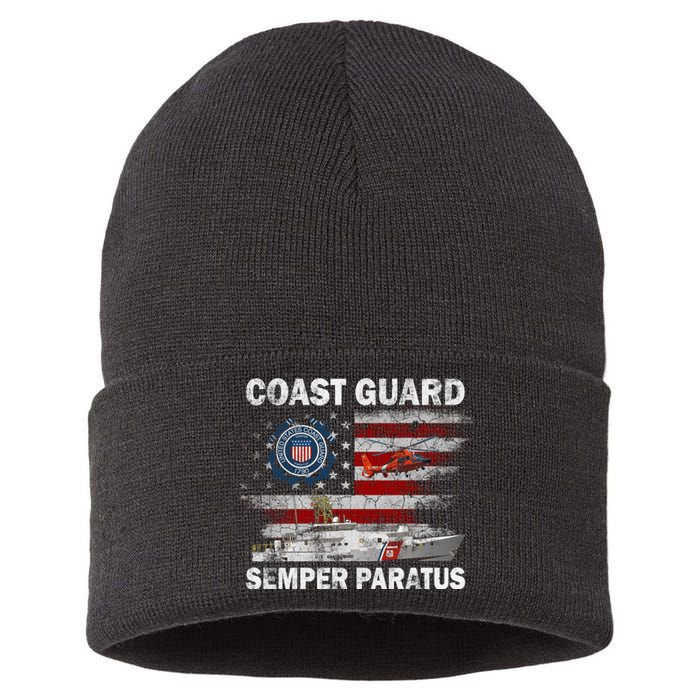 U.S. Coast Guard USCG SEMPER PARATUS Flag Vintage Pullover Hoodie Sustainable Knit Beanie