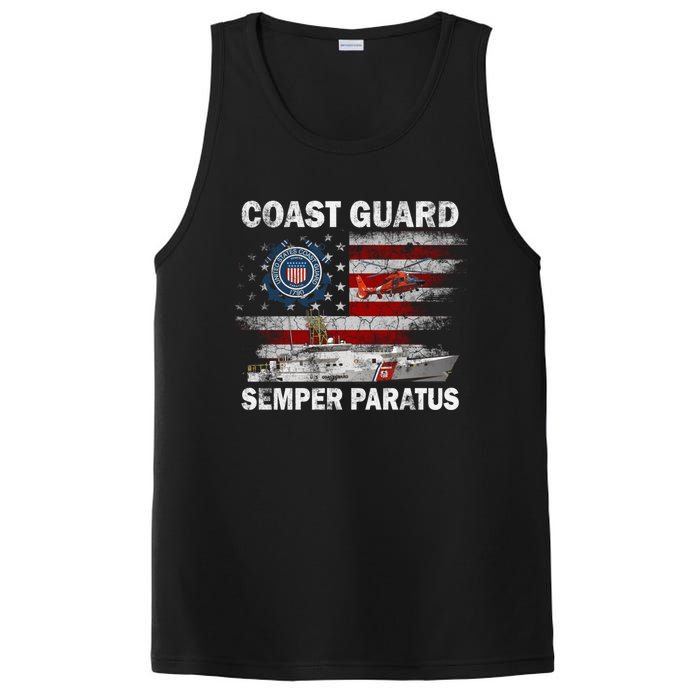 U.S. Coast Guard USCG SEMPER PARATUS Flag Vintage Pullover Hoodie PosiCharge Competitor Tank