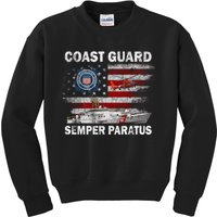 U.S. Coast Guard USCG SEMPER PARATUS Flag Vintage Pullover Hoodie Kids Sweatshirt