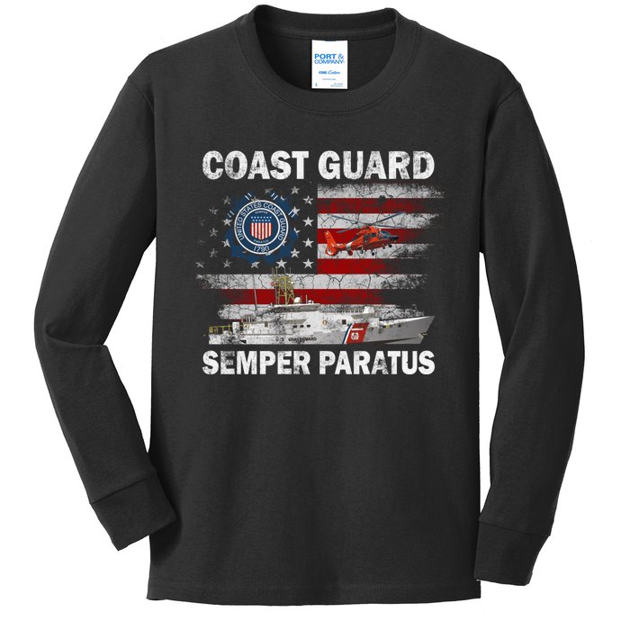 U.S. Coast Guard USCG SEMPER PARATUS Flag Vintage Pullover Hoodie Kids Long Sleeve Shirt