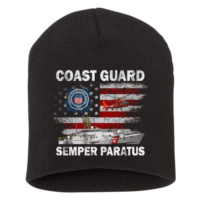 U.S. Coast Guard USCG SEMPER PARATUS Flag Vintage Pullover Hoodie Short Acrylic Beanie