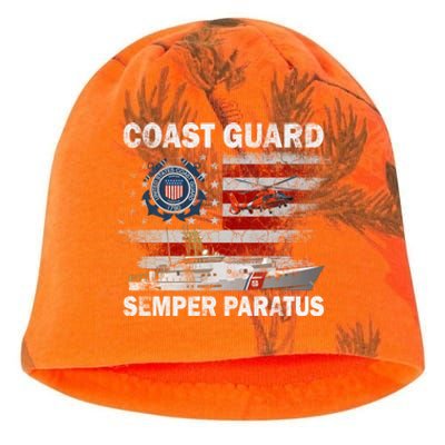 U.S. Coast Guard USCG SEMPER PARATUS Flag Vintage Pullover Hoodie Kati - Camo Knit Beanie