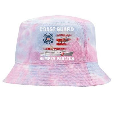 U.S. Coast Guard USCG SEMPER PARATUS Flag Vintage Pullover Hoodie Tie-Dyed Bucket Hat