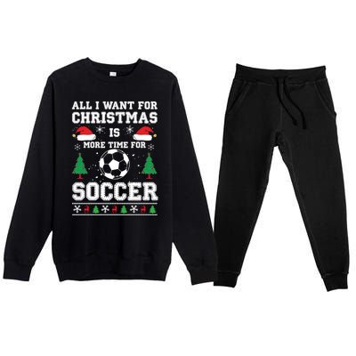 Ugly Christmas Great Gift Soccer Winter Sport Lover Xmas Gift Premium Crewneck Sweatsuit Set