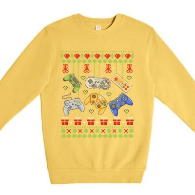 Ugly Christmas Gamers Video Game Controller Santa Elf Premium Crewneck Sweatshirt