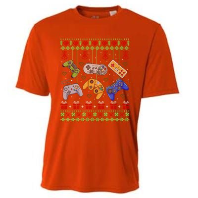 Ugly Christmas Gamers Video Game Controller Santa Elf Cooling Performance Crew T-Shirt