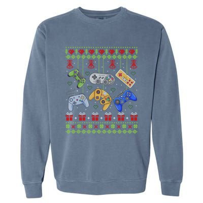 Ugly Christmas Gamers Video Game Controller Santa Elf Garment-Dyed Sweatshirt