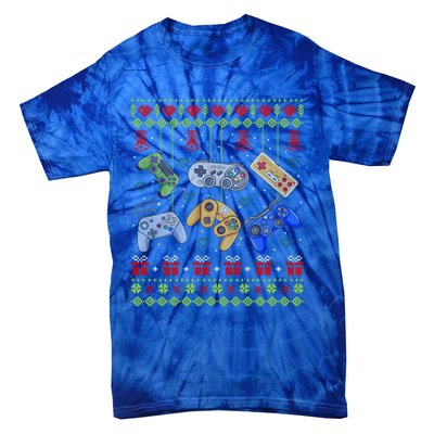 Ugly Christmas Gamers Video Game Controller Santa Elf Tie-Dye T-Shirt