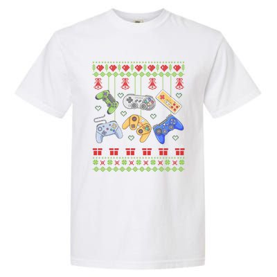 Ugly Christmas Gamers Video Game Controller Santa Elf Garment-Dyed Heavyweight T-Shirt