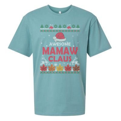 Ugly Christmas Grandma Gift Funny Santa Mamaw Claus Gift Sueded Cloud Jersey T-Shirt