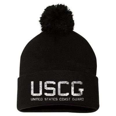 Us Coast Guard Uscg United States Anchor Pom Pom 12in Knit Beanie