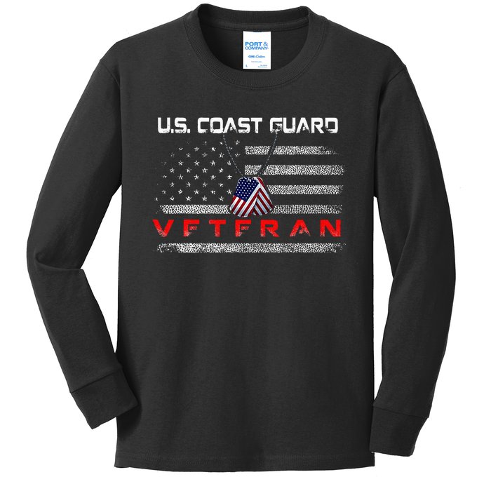 Us Coast Guard Veteran Veteran Flag Kids Long Sleeve Shirt