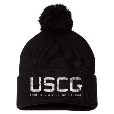 Us Coast Guard Uscg United States Anchor Pom Pom 12in Knit Beanie