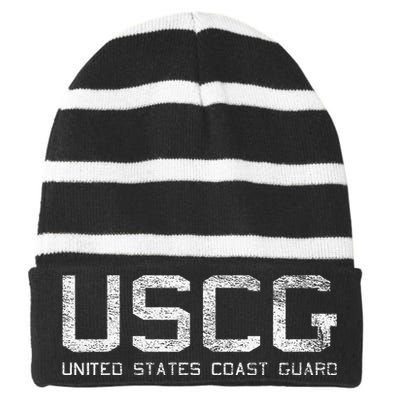 Us Coast Guard Uscg United States Anchor Striped Beanie with Solid Band