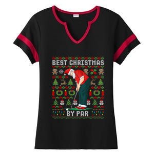 Ugly Christmas Golf Santa Claus Pun Gift Ladies Halftime Notch Neck Tee