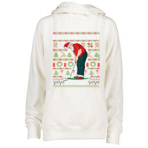 Ugly Christmas Golf Santa Claus Pun Gift Womens Funnel Neck Pullover Hood