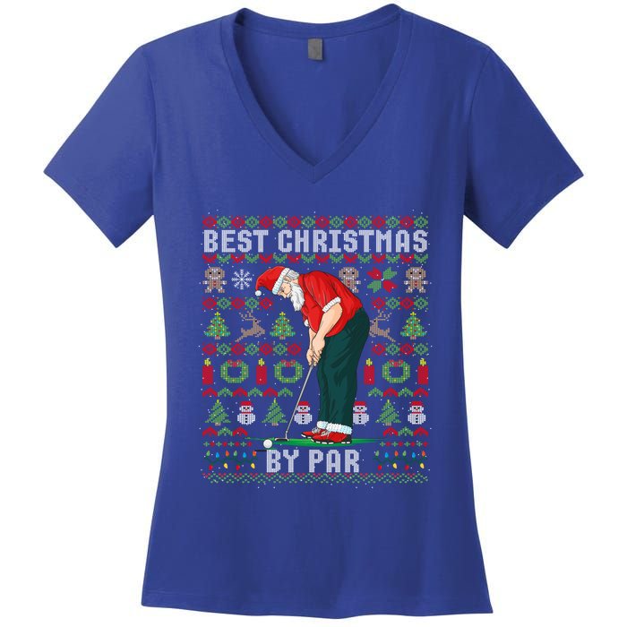 Ugly Christmas Golf Santa Claus Pun Gift Women's V-Neck T-Shirt